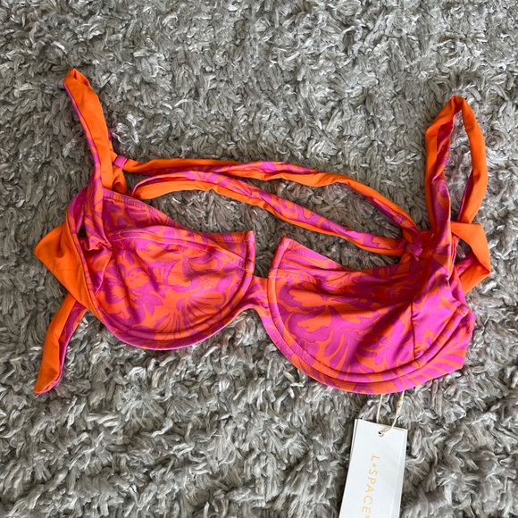 NWT L*Space Camellia Top in Path to Paradise, pink and orange - Picture 3 of 5